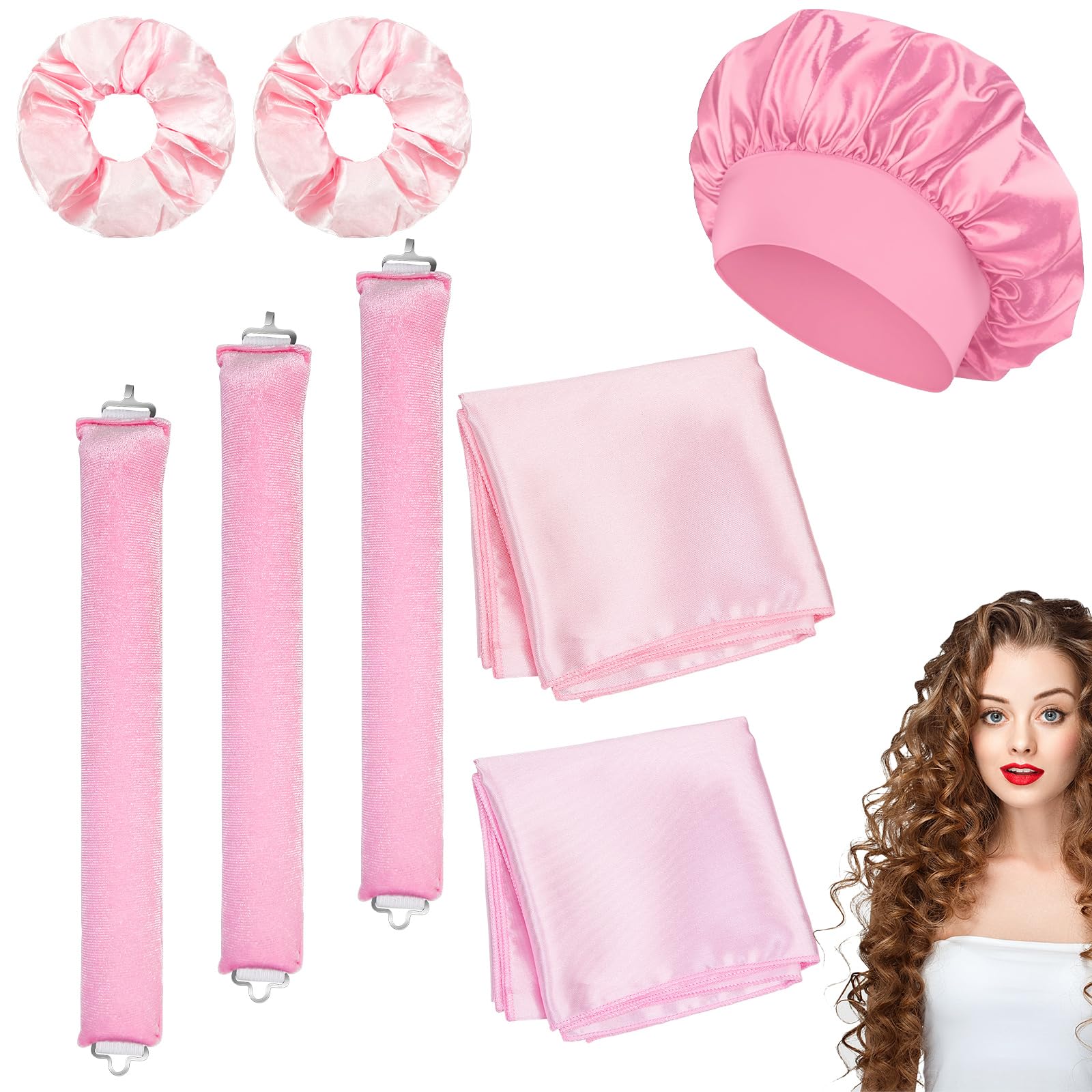 Heatless Blowout Rods,8 Pcs Heatless Curling Set,No-Heat Overnight Hair Rollers,Soft Foam Curling Rods DIY Long-Lasting Curls & Waves