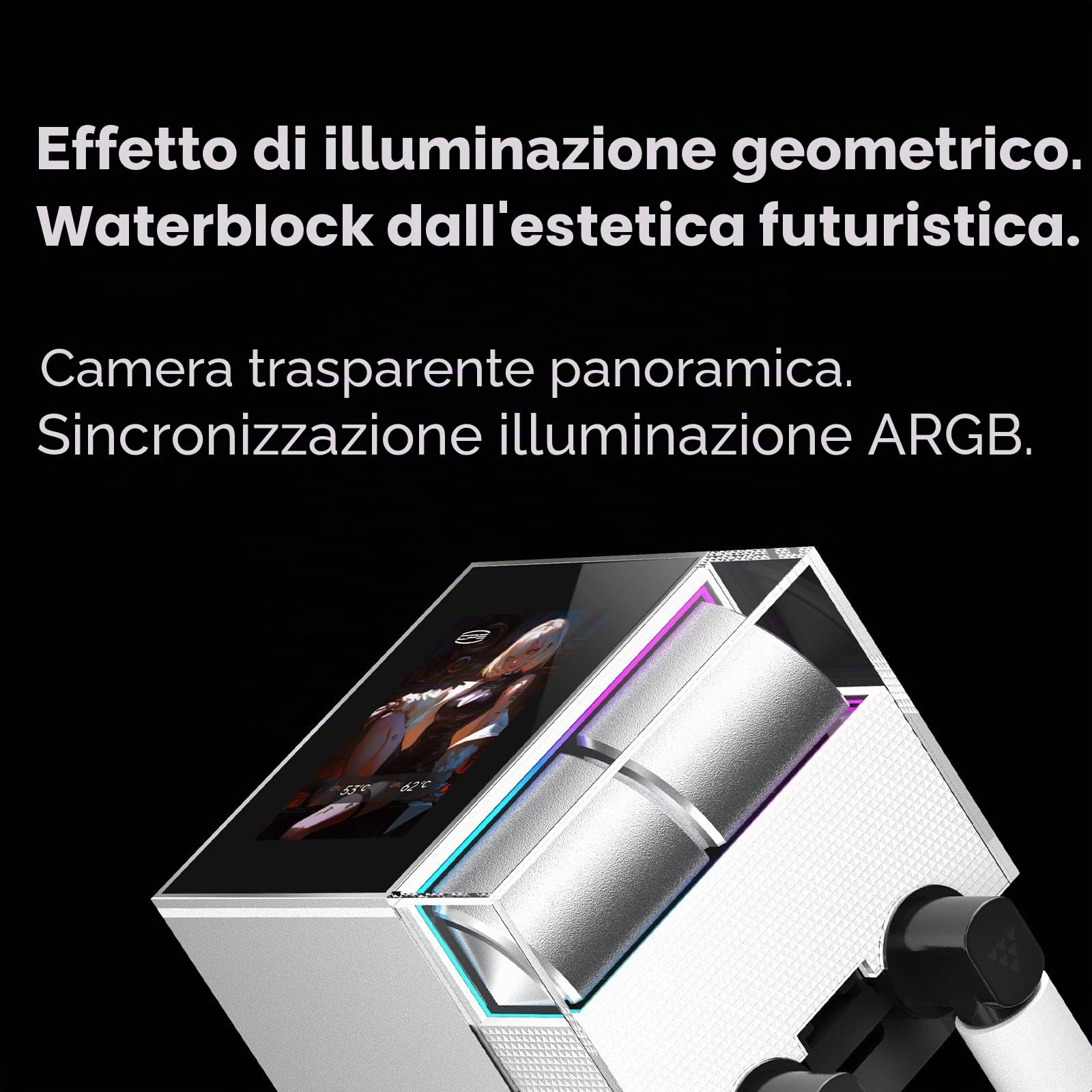 PCCOOLER Raffreddamento Liquido AIO per CPU, Schermo IPS da 2,4 Pollici, Radiatore Liquido da 360mm Compatibile con AM4 AM5 Intel LGA 1700/1851/115X Raffreddamento a Acqua CPS (DS360 Display BK)