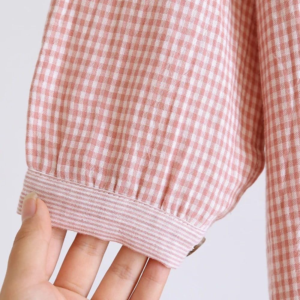 Camicia da Notte Donna - Gonna Lunga da Donna in Tinta Unita Primavera E Autunno Gonna Scozzese Camicia da Notte A Maniche Lunghe Gonna da Casa Semplice Gonna con Scollo A V Camicia da Notte