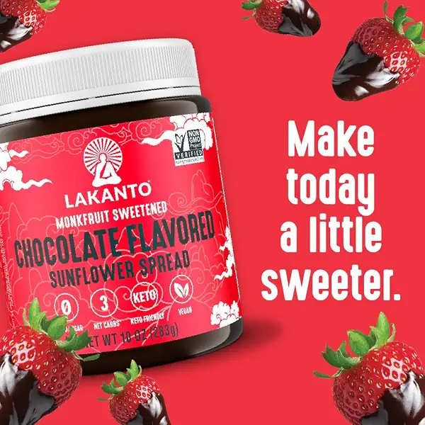 Lakanto Sugar Free Chocolate Sunflower Spread - Monk Fruit Sweetener, Keto Diet Friendly, Vegan, Dutch Cocoa, Chocolate Spread Use for Breakfast, Desserts, Snacks, and More (10 oz) 9