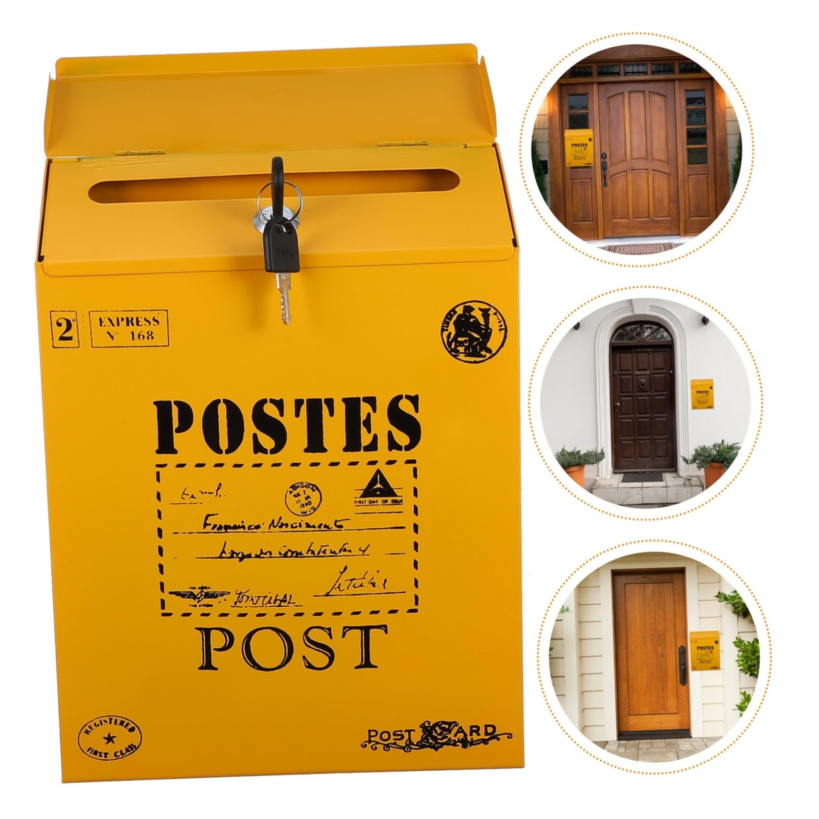 PartyKindom Boîte Aux Lettres Vintage Murale Verrouillable, Boîte Courrier Sécurisée pour Maison Ou Jardin