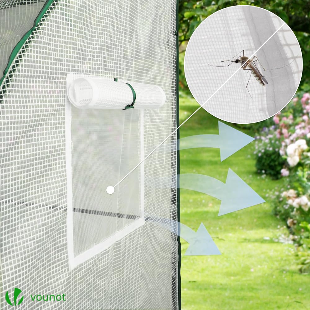 VOUNOT® Serre de Jardin en Toutes Saisons d'hivernage Murale Adossée pour Légumes Plantes Fleurs Adossée avec Bâche PE 135g/m2 a Tomate pour Balcon Terrase Jardin 200x100x180cm Blanc