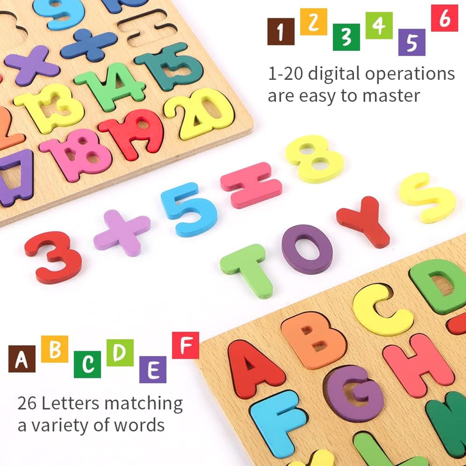 Puzzle in legno alfabeto e numeri per apprendimento giocattolo educativo Montessori regalo abbinare e ordinare
