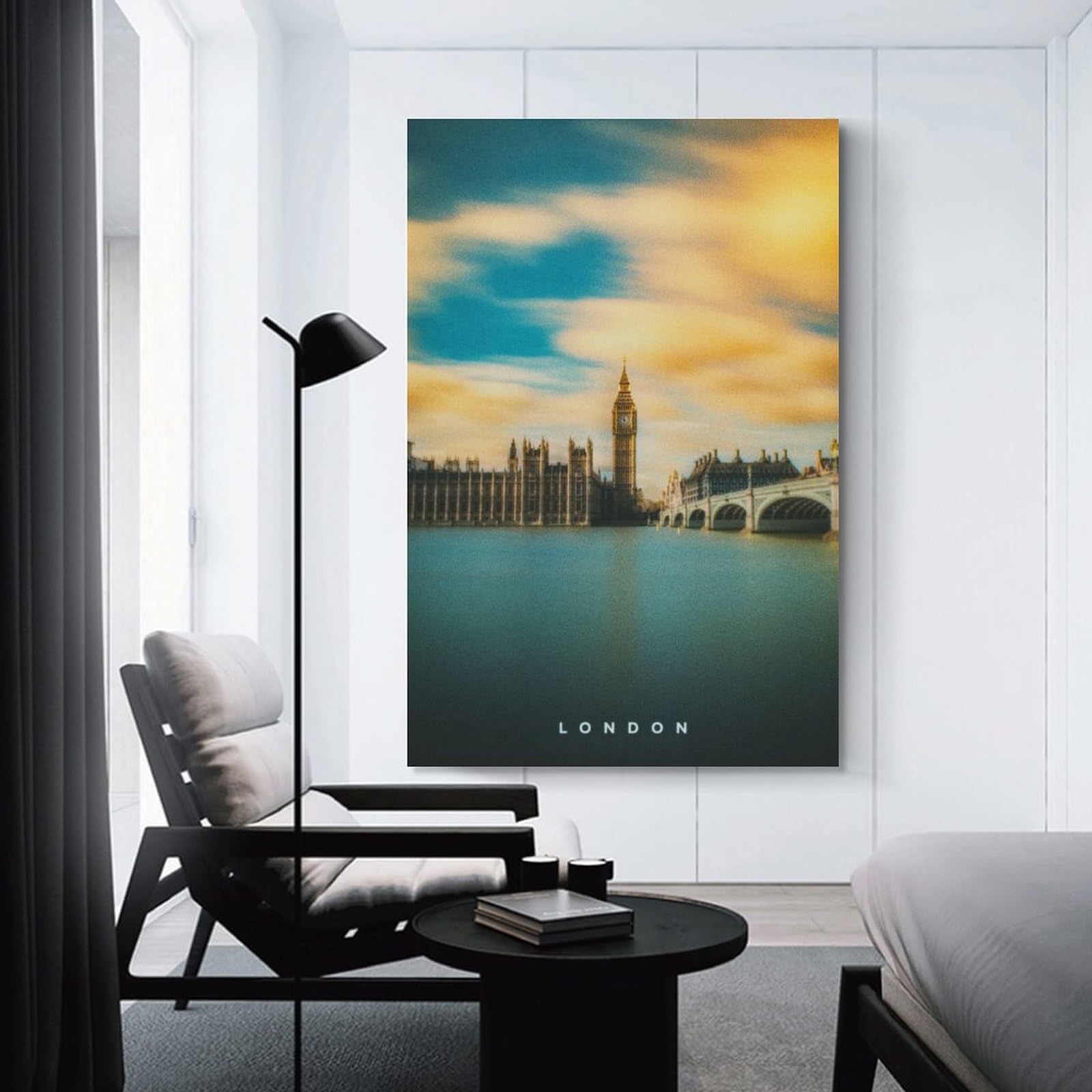 Junmoney London Landmarks Travel Poster Canvas Art Print 20x30inch(50x75cm), for Calm Bedrooms, Home Corners Or Flats, An Easy Wall Refresh for Bedrooms