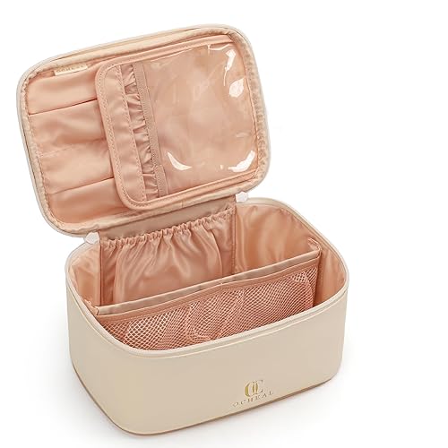Miniatura 15 de OCHEAL - Bolsa de maquillaje portátil para cosméticos, estuche organizador de viaje de gran capacidad para mujeres, bolsa de aseo para niñas