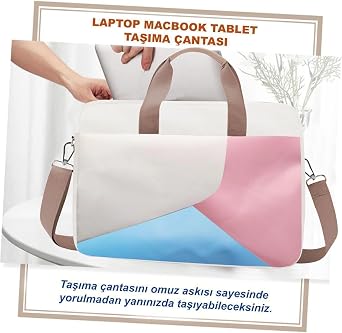 Microcase Apple iPad Pro 11 2025 için Tablet Çantası 2 Bölmeli AL4227 Krem Pembe Mavi