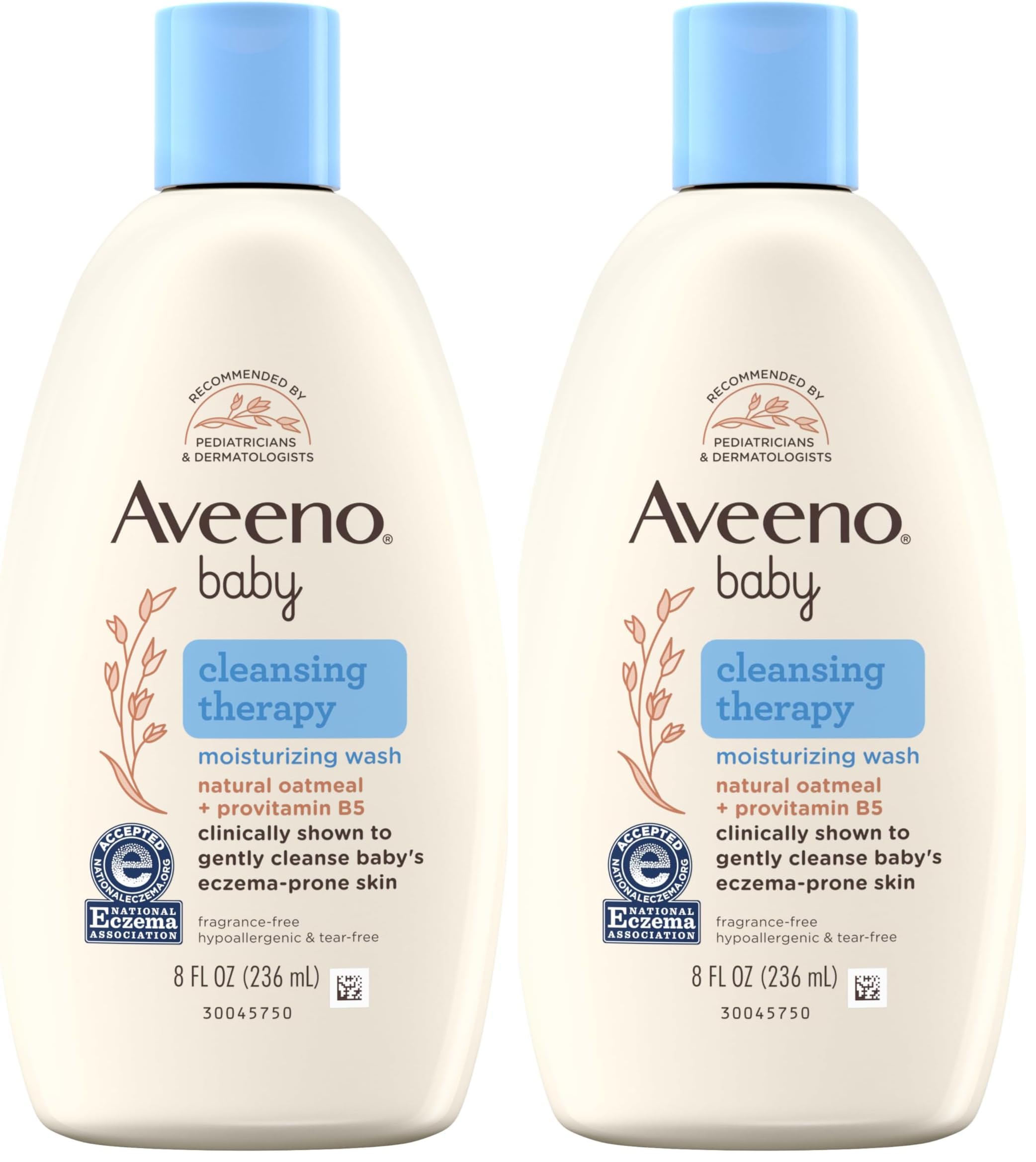 Aveeno Baby Cleansing Therapy Moisturizing Baby Body Wash with Natural Oatmeal & ProVitamin B5, Gentle Tear-Free Baby Bath Wash for Sensitive & Eczema-Prone Skin, Hypoallergenic, 8 oz (Pack of 2)
