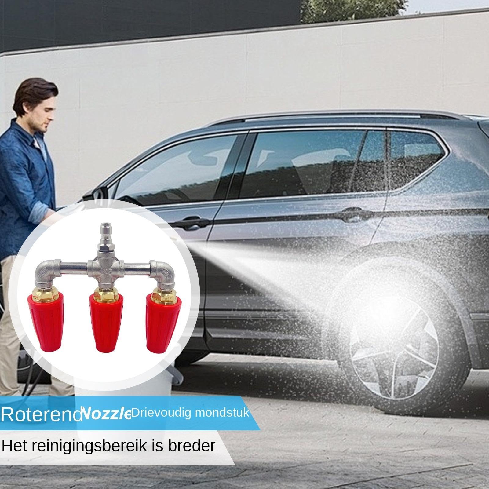 Limpiadora A Presión De Boquilla Triple Herramienta De Cabezal Rociador | Punta Turbo Hidrolimpiadora Para Paredes, Ventanas, Ladrillo, Hormigón, Entrada Y Jardín