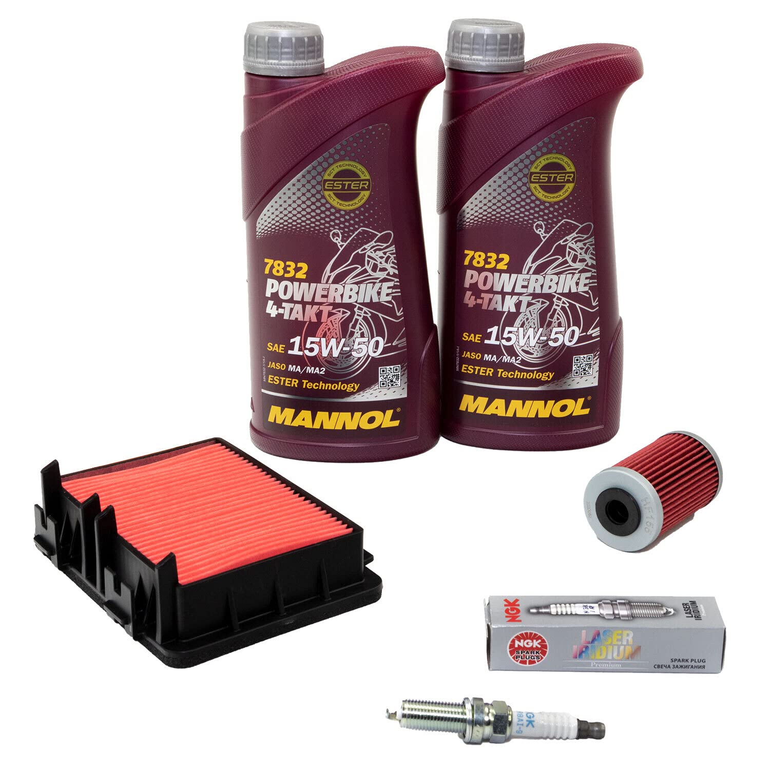 Wartungspaket Öl 2L + Luftfilter + Ölfilter + Zündkerze für KT M Adventure 390 Duke 125 390 Baujahr 2017-2020