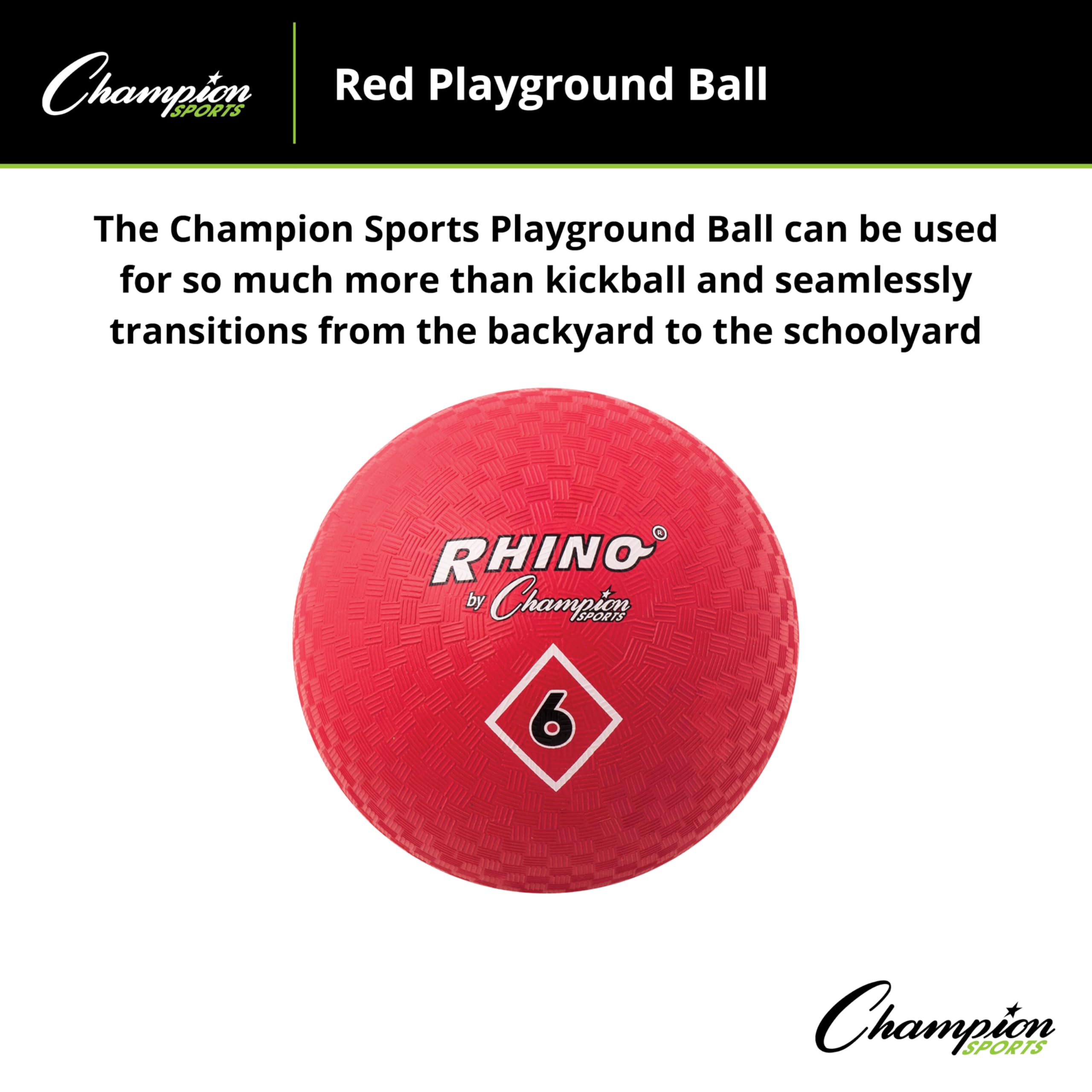Champion Sports Playground Ball, 6", Red - Image 2