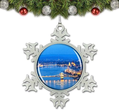 Hungría Río Danubio Budapest Adorno de Navidad Decoración de árbol de cristal Metal Recuerdo Regalo