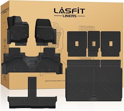 LASFIT Floor Mats for 8 Seats 2025 2026 2027 Ford Expedition MAX | Cargo Mats All Weather TPE Custom Fit for Car Liners,1st&2nd&3rd,Only Fit 3rd Row 40/20/40 Split Bench seat 5pcs