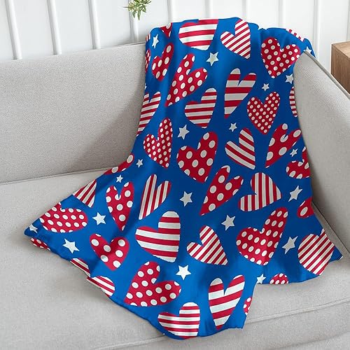Manta súper suave de corazones y estrellas de Estados Unidos, 50 x 60 pulgadas, para dormitorio, sala de estar, primavera, vacaciones, niños, bebés,