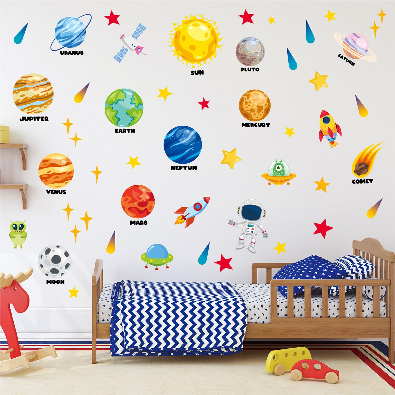 Autocollants Muraux Spatiaux 3D Planètes Et étoiles – Pour Chambre Enfant, Salon Ou Bureau – Adhésif Amovible Sans Résidu - 12