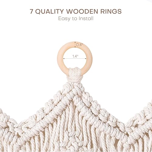 Miniatura 6 de Osunnus Cortina de macramé para colgar en la pared, cenefa de macramé para ventana y puerta, 40 x 30 pulgadas, decoración de pared de macramé