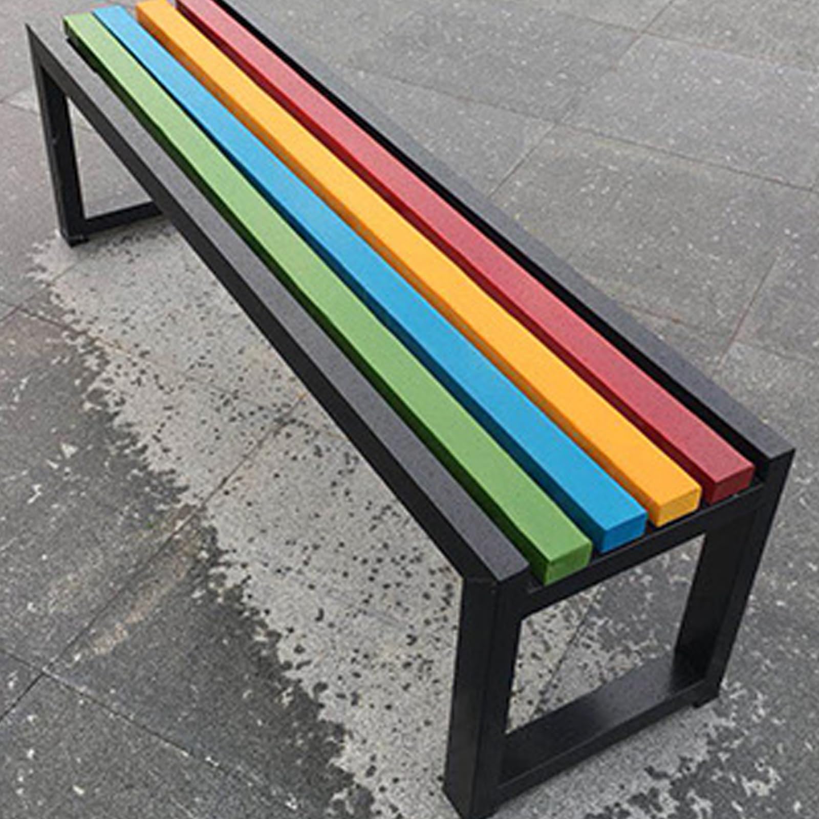 Banc d'extérieur en métal avec siège à lattes élégant et résistant aux intempéries pour jardin