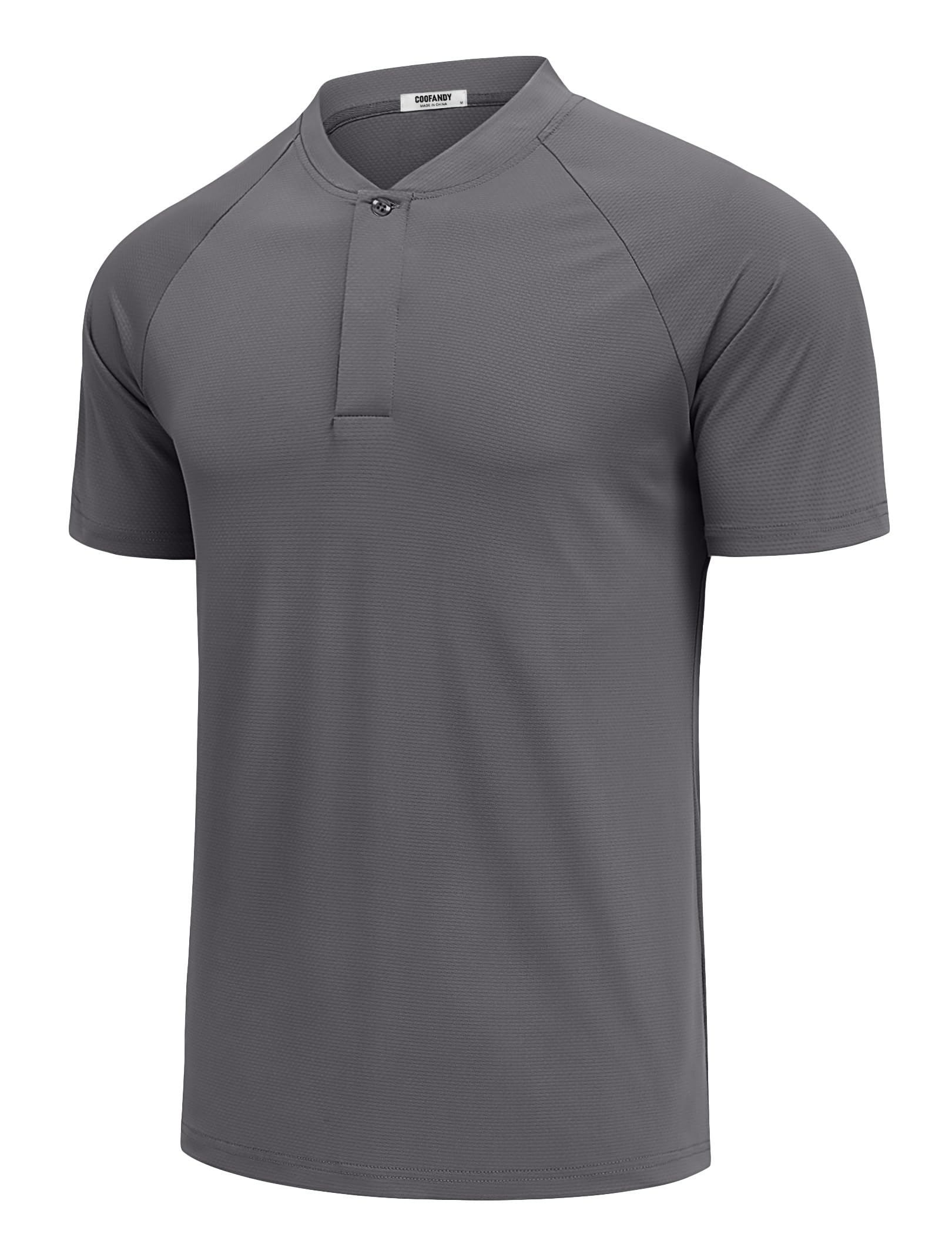 COOFANDY Men's Quick Dry Golf Polo Shirts Short Sleeve Henley Shirt Active Athletic Collarless Sports T Shirts