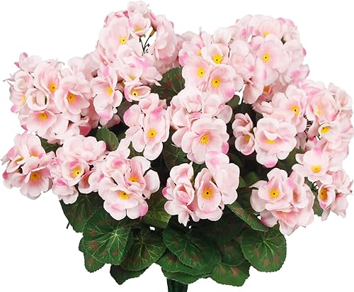 CITYES 8 Pcs Artificial Geraniums Flowers Pink Silk Geraniums for Outdoors UV Re