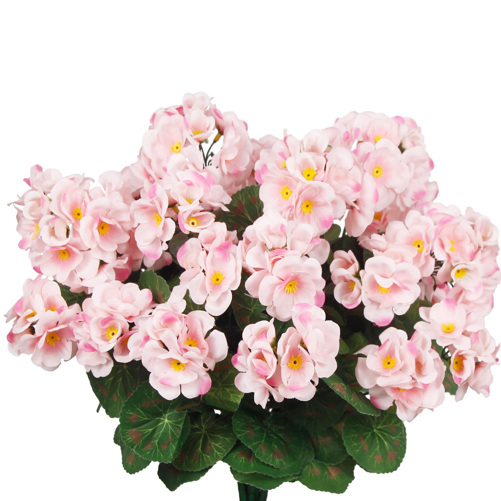 CITYES 8 Pcs Artificial Geraniums Flowers Pink Silk Geraniums for Outdoors UV Resistant Artificial Geranium Bush Faux Flowers Plants Geraniums for