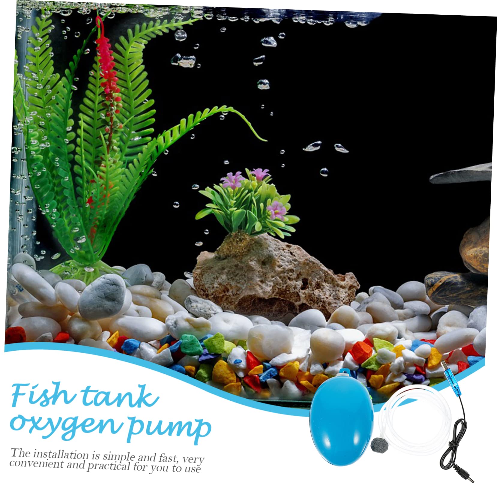 Sosoport Sauerstoffpumpe Für Fischbecken Stilles Aquarium Aquariensauerstoff -Booster-pumpe Aquarienfilter Wiederaufladbare Luftpumpe Aquarienluft Minipumpe Blue Metall