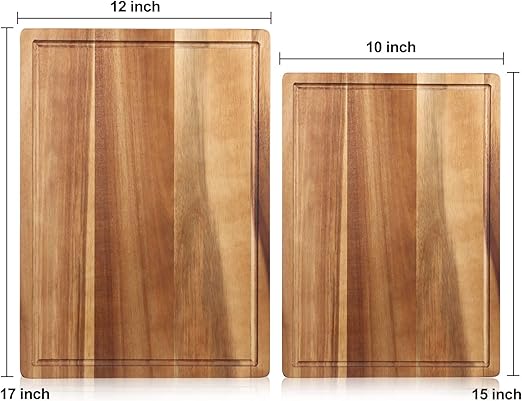 Acacia Wood Cutting Boards for Kitchen Rectangle Large Charcuterie Boards Best Wooden Chopping Board Butcher Block Serving Cheese Borad Meat Cutting Carving Board Charcuterie Platter Tray for Food