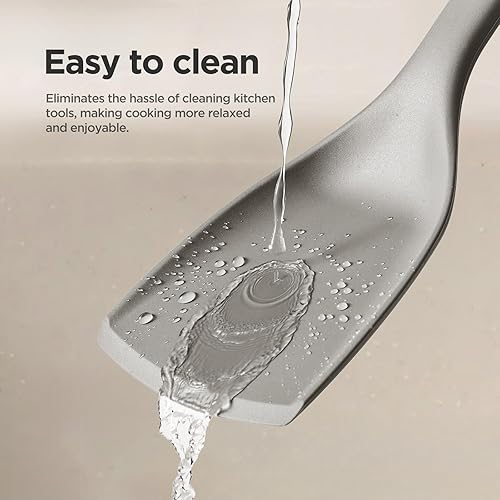 Miniatura 4 de Paquete de 2 espátulas de silicona, resistentes al calor, 600 F, espátula giratoria y ranurada para sartén antiadherente, juego de utensilios de