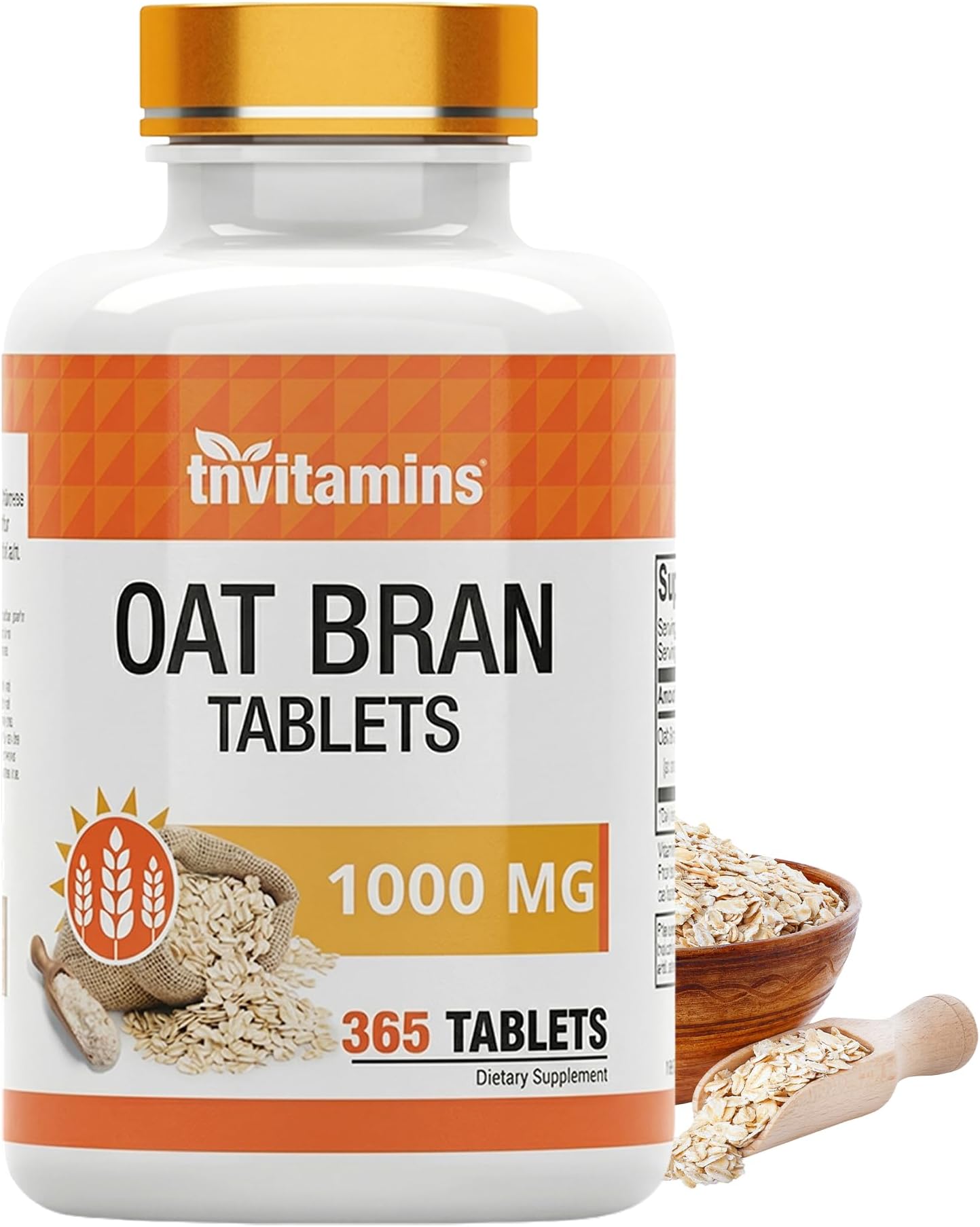 Oat Bran Tablets | 365 Tablets x 1,000 MG per Tablet | Oat Fiber Tablets | Soluble & Dietary Fiber Supplement | May Support Digestive Health
