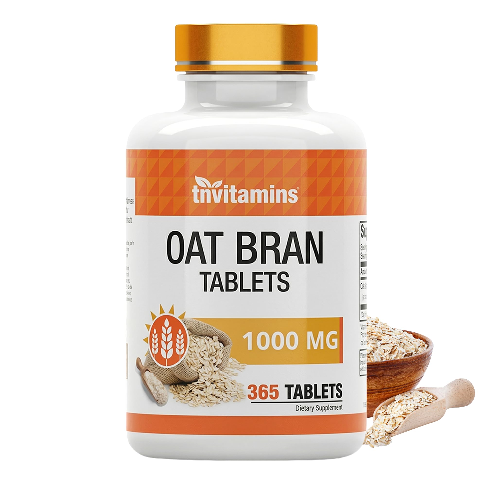 tnvitamins Oat Bran Tablets | 365 Tablets x 1,000 MG per Tablet | Oat Fiber Tablets | Soluble & Dietary Fiber Supplement | May Support Digestive Health 365 Count (Pack of 1)