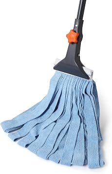 CLEANHOME Microfiber String Wet Mops for Floor Cleaning, Heavy Duty Industrial Mop for Kitchen Basement Cleaning, Commercial Mop with Extendable Long Handle,Blue