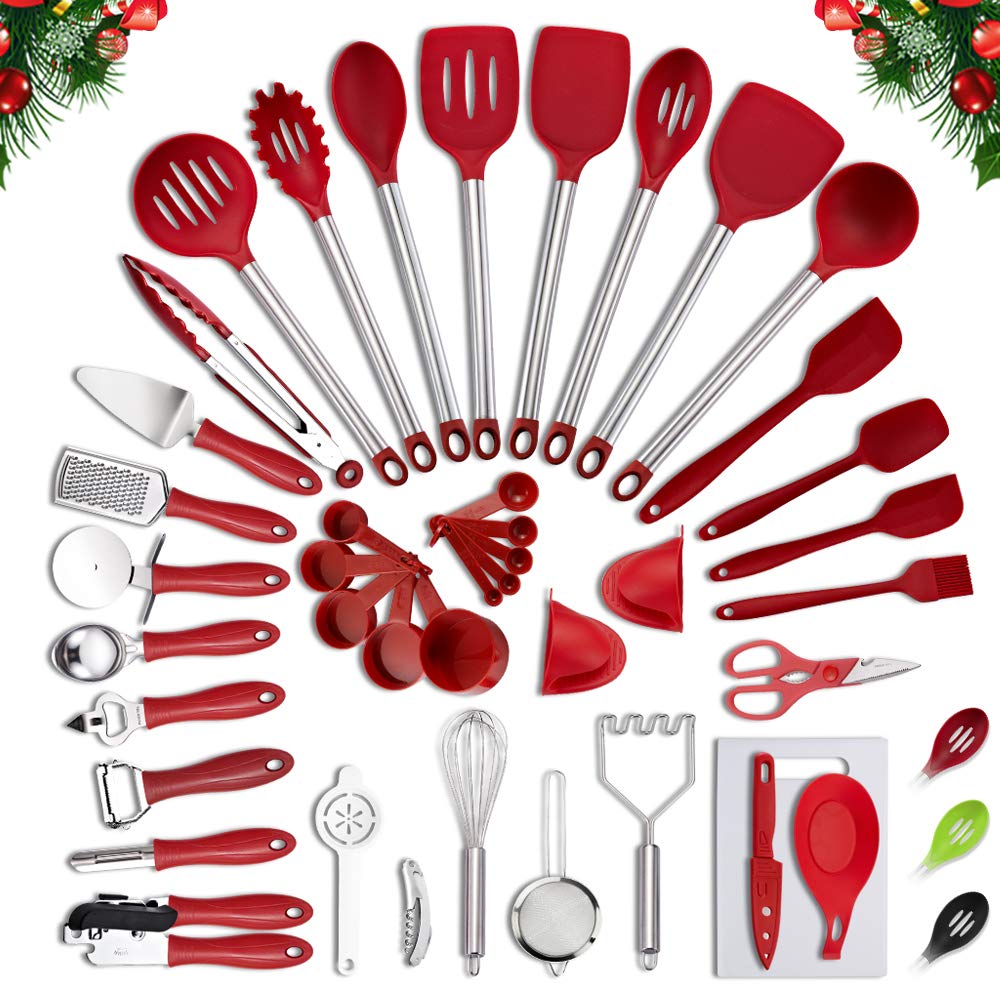 VEICA, Kitchen Utensils Set, 42Pcs Nylon Cooking Utensils Set, Heat Resistant Kitchen Non-Stick Cooking Utensils Baking To...