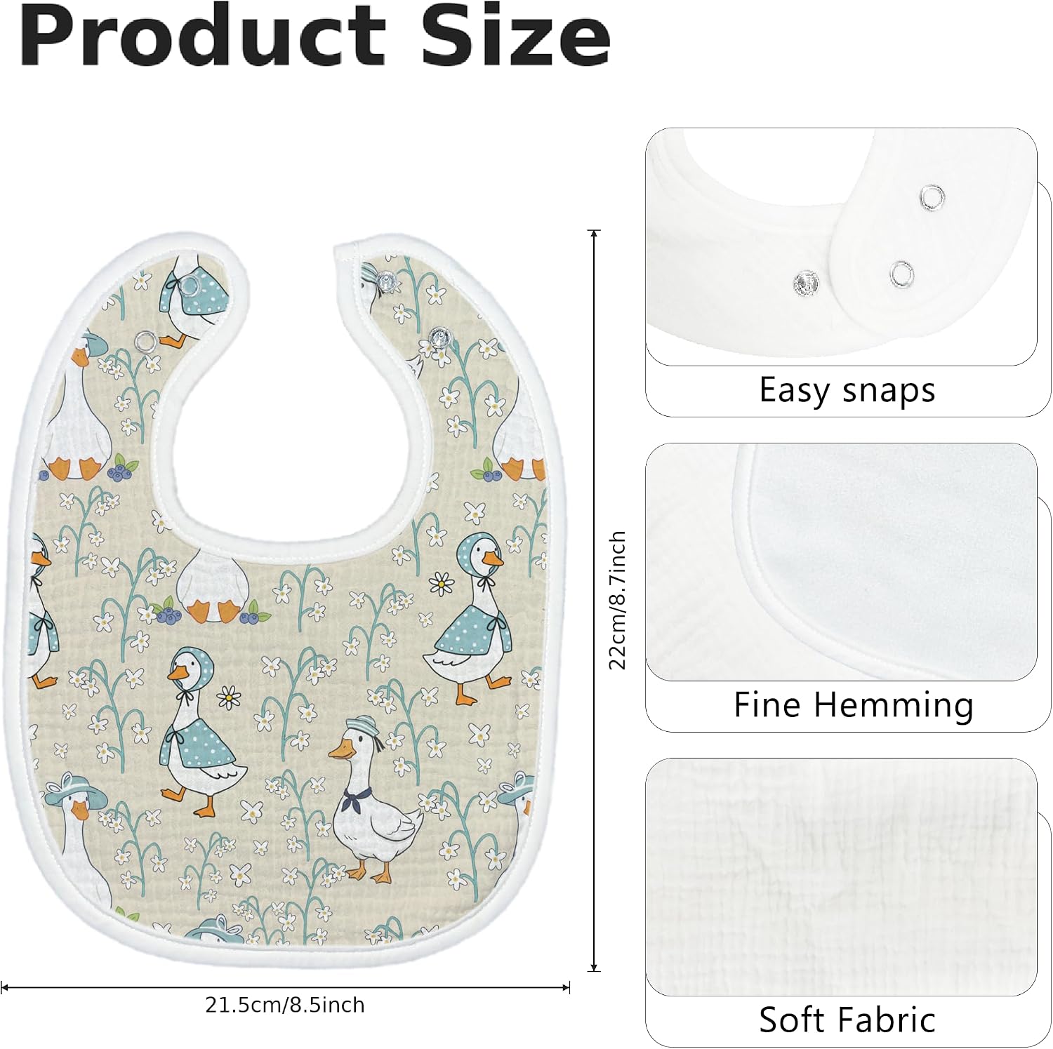Baby Bibs for Baby Boys Girls 6-Pack Goose Floral Drool Bibs Goose Flower Soft Absorbent Cotton Infant Feeding Bandana Bibs Teething Drooling Nursery Gifts for Newborn Toddlers Baby Stuff
