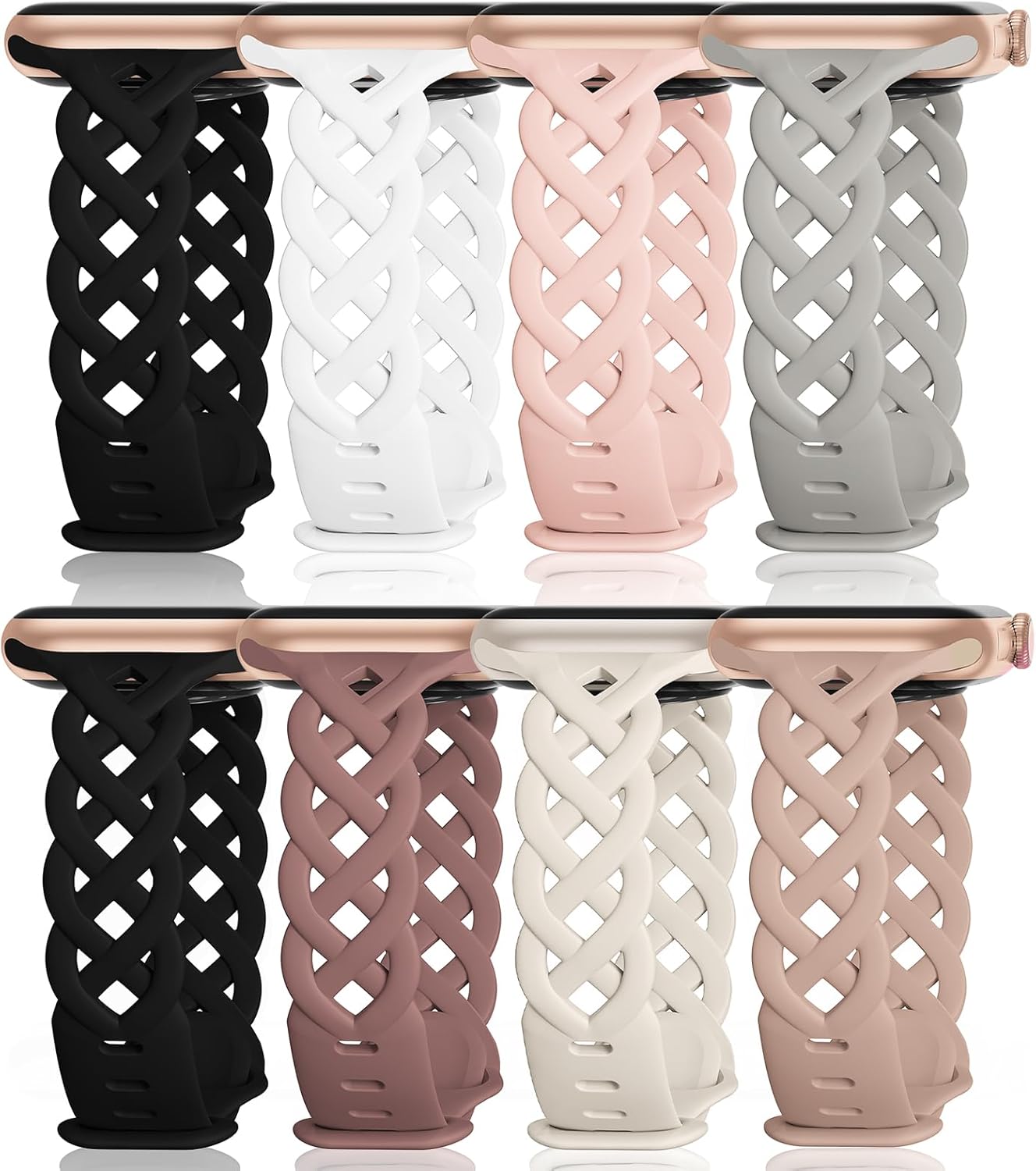 Slim Silicone Bands Compatible with Apple Watch Band 40mm 38mm 41mm 42mm 44mm 45mm 49mm Women,Breathable Braided Lace Thin Soft Sport Strap Replacement Wristbands for iWatch SE Series 9 8 7 6 5 4 3 2…