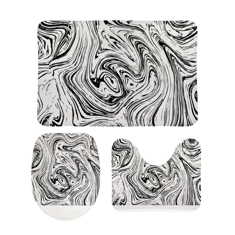 Tapis de salle de bain 3 pièces antidérapant avec contour U et couvercle