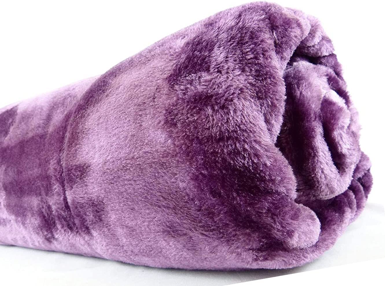 Nod Off Soft Luxury Faux Fake Fur Mink Throw Sofa Bed Blanket (Purple, Single (127 x 150cm))