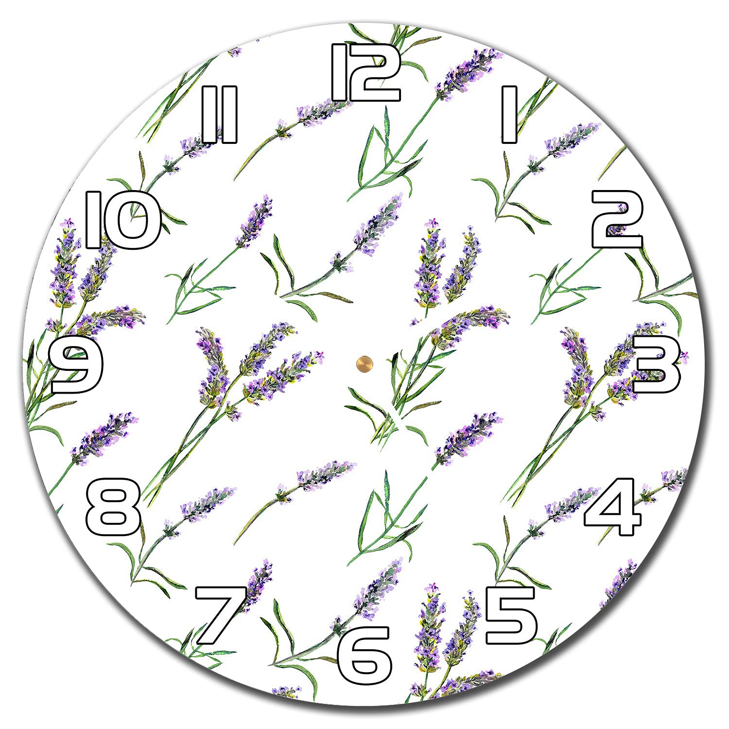 Horloge en verre fleurs de lavande horloge murale moderne 30 cm