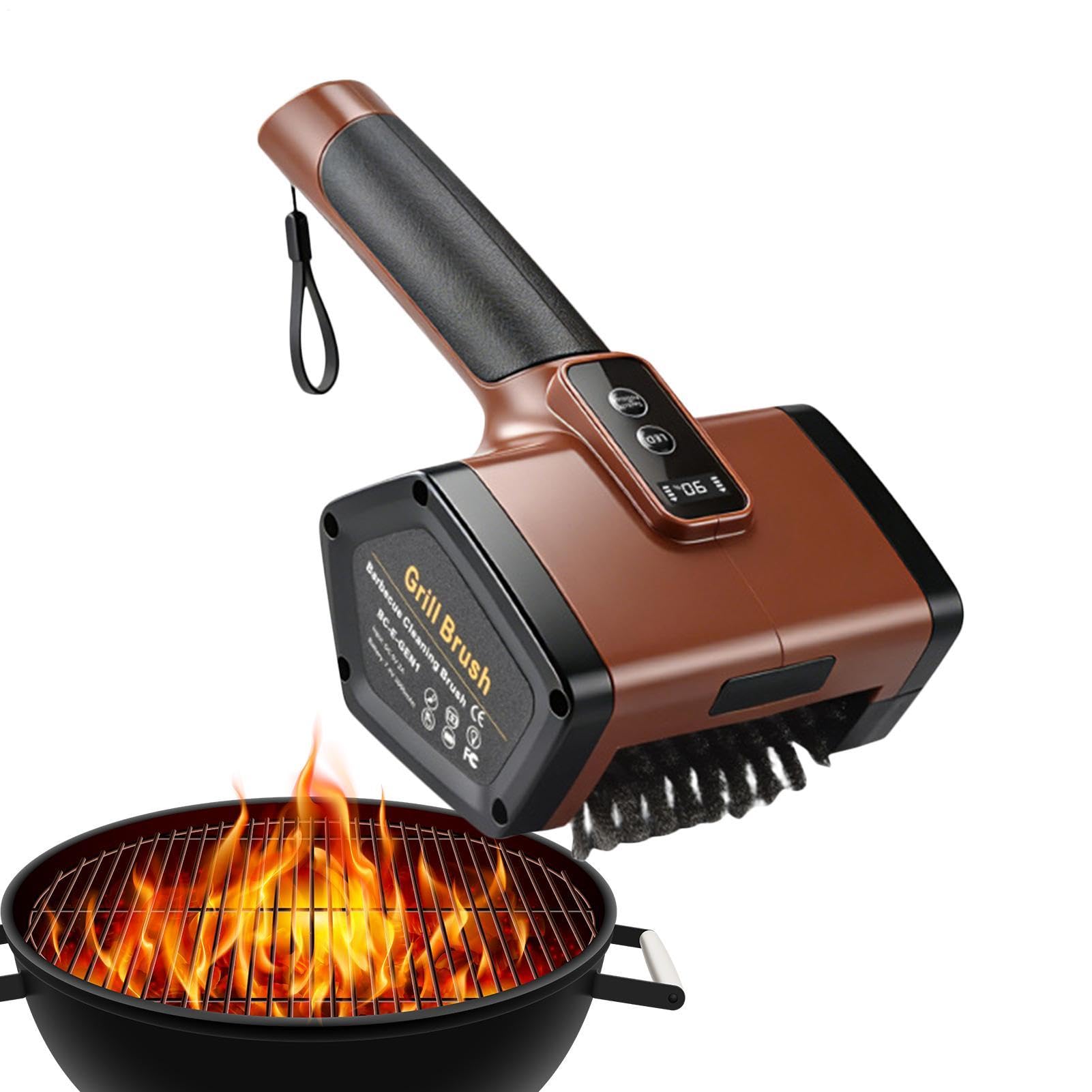 Limpiador de Parrilla Automático 3000mAh 2 Velocidades Potentes | Limpiador Eléctrico Recargable De Parrilla Para Exterior Interior Cocina Horno Rejillas Hogar Camping Restaurante