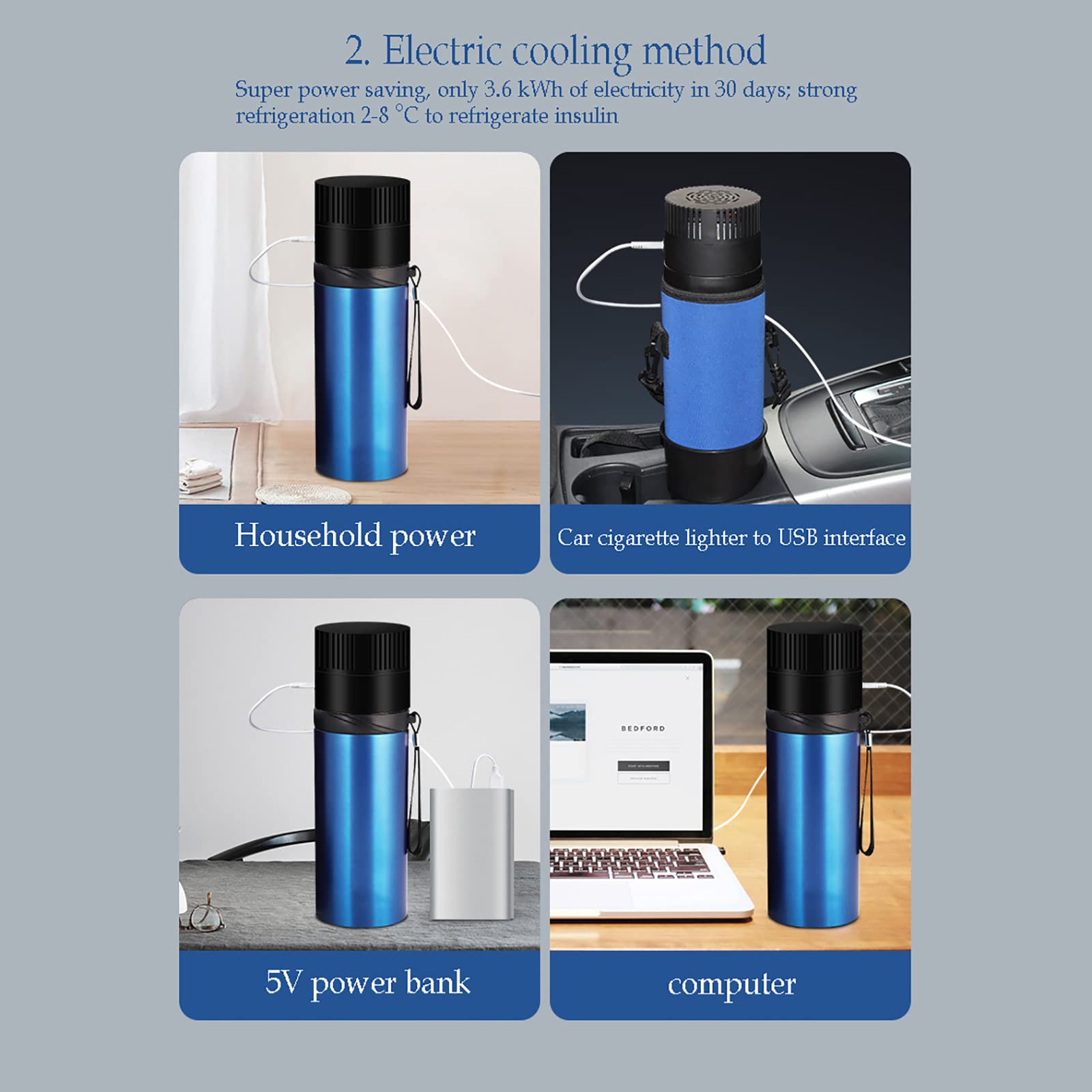 Scatola Refrigerante Per Insulina, Tazza Di Refrigerazione Di Emergenza Per Farmaci Ricaricabile Con Display Digitale, 3 Usi Di Refrigerazione + Conservazione a Freddo + Emergenza
