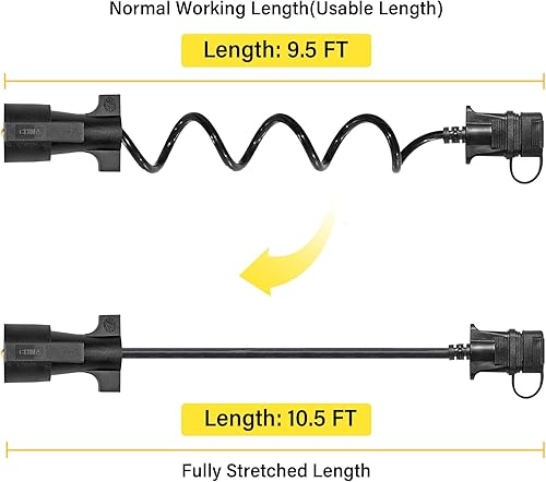 Miniatura 2 de Oyviny Adaptador de remolque en espiral plano de 7 vías a 4 vías, 10.5 pies, coleta en espiral de 7 pines a 4 pines con cubierta antipolvo, chaqueta