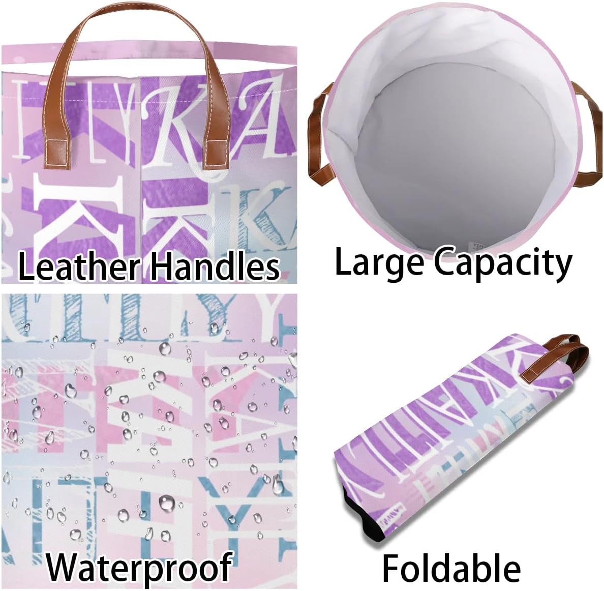 Custom Name Collapsible Laundry Basket With Handles Personalized Waterproof Oxford Cloth Dirty Clothes Hamper for Bathroom, Bedroom, Living Room (Design 2)