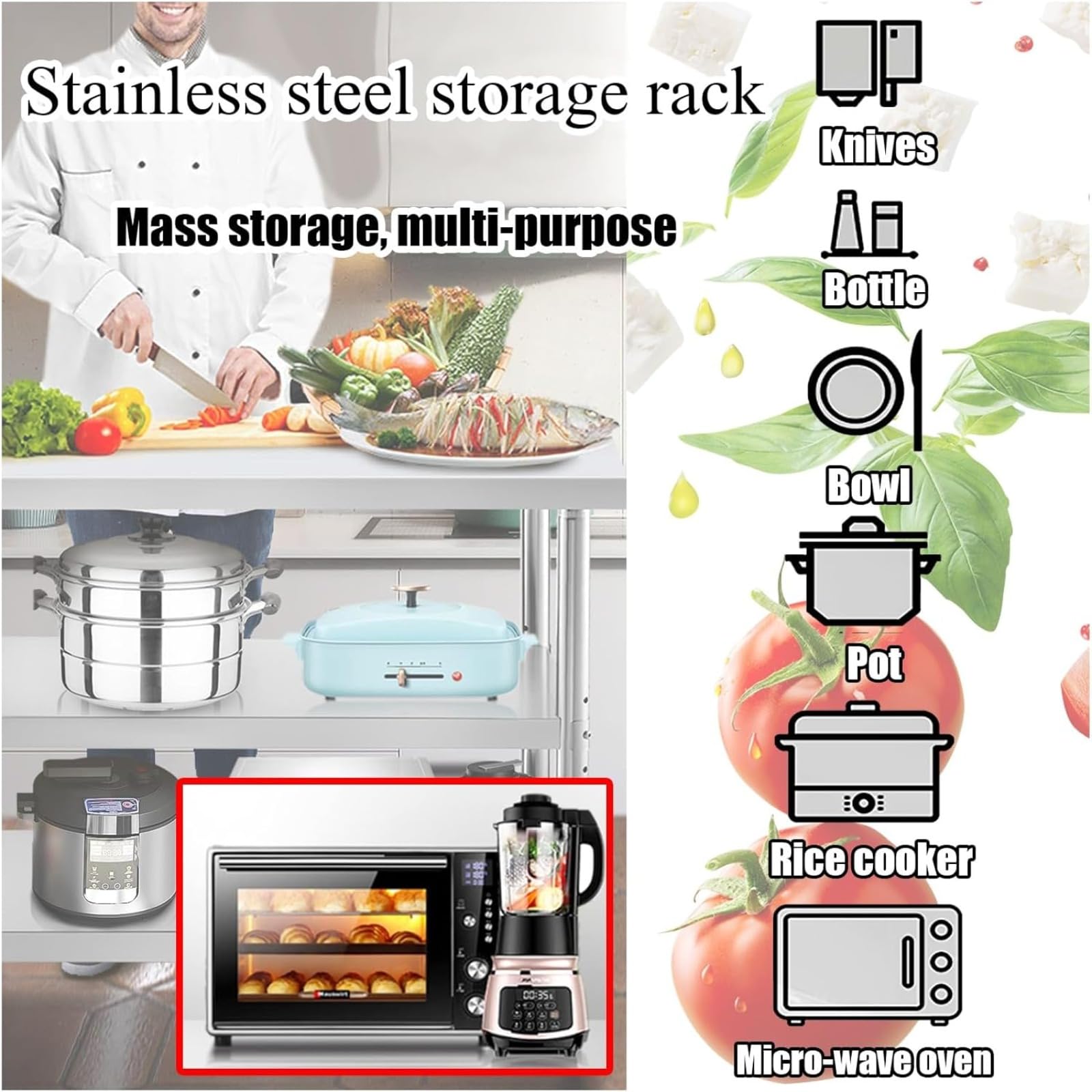 Mesa de trabajo de acero inoxidable, mesa de preparación resistente para cocina, restaurante y uso doméstico, banco de trabajo de cocina duradero para preparación de alimentos, superficie fácil de