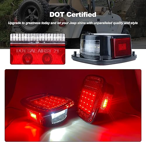 Miniatura 2 de Conjunto de luces traseras de repuesto para Wrangler TJ YJ CJ5 CJ7 1979-2006 con combinación de luces traseras cuadradas rojas con marcador lateral