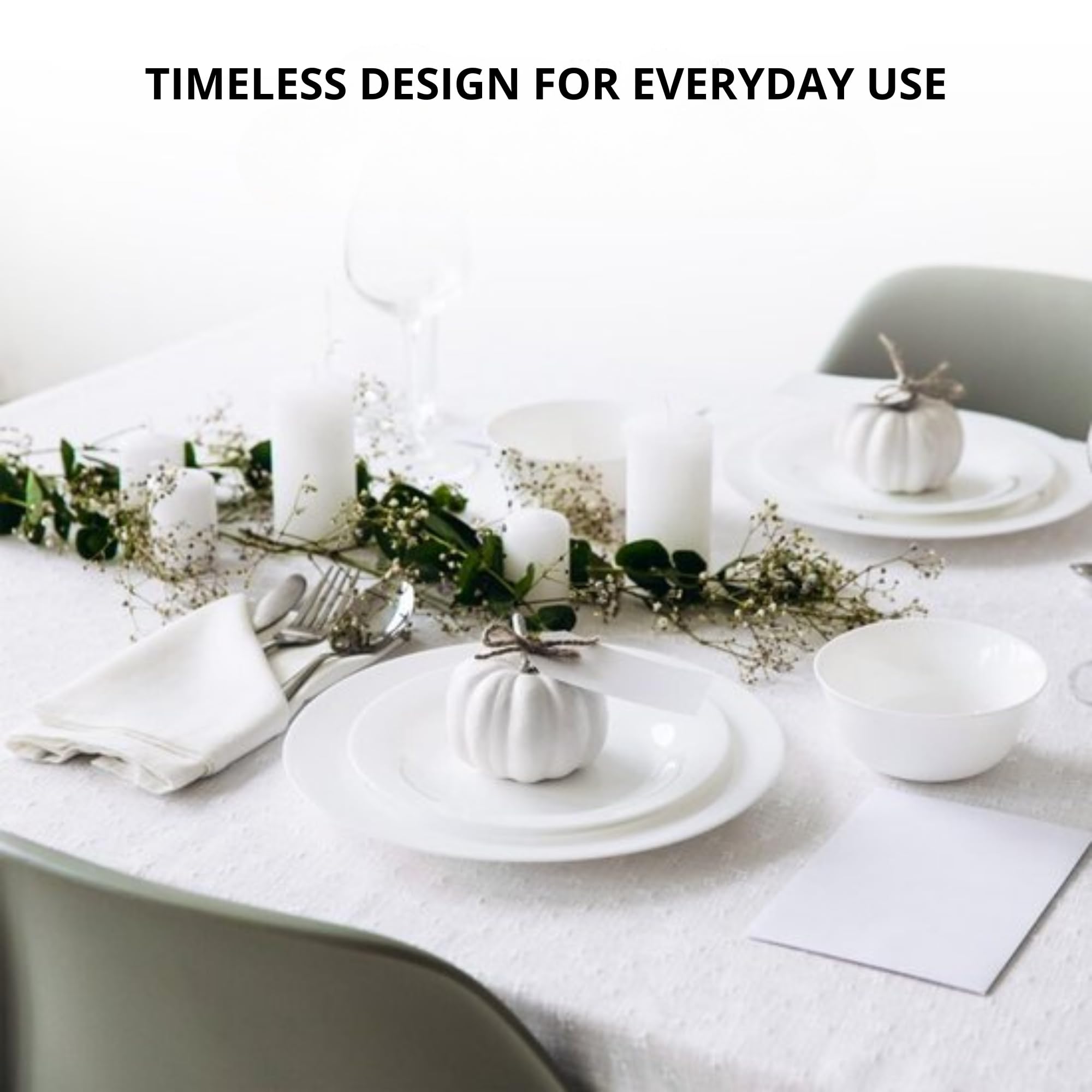 Bayt Service de Table 30 Pièces - Porcelaine Premium - Set pour 6 Personnes - Assiettes Plates, Creuses & à Dessert - Design Blanc Moderne - Résistant au Lave-Vaisselle et Micro-Ondes