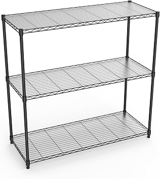 pouseayar Black NSF 3 Tier Metal Shelf Wire Shelving Unit, 1050lbs Heavy Duty Adjustable Storage Rack with Shelf Liners for Closet Kitchen Garage Basement Commercial Shelving - 48" H x 48" L x 18" D