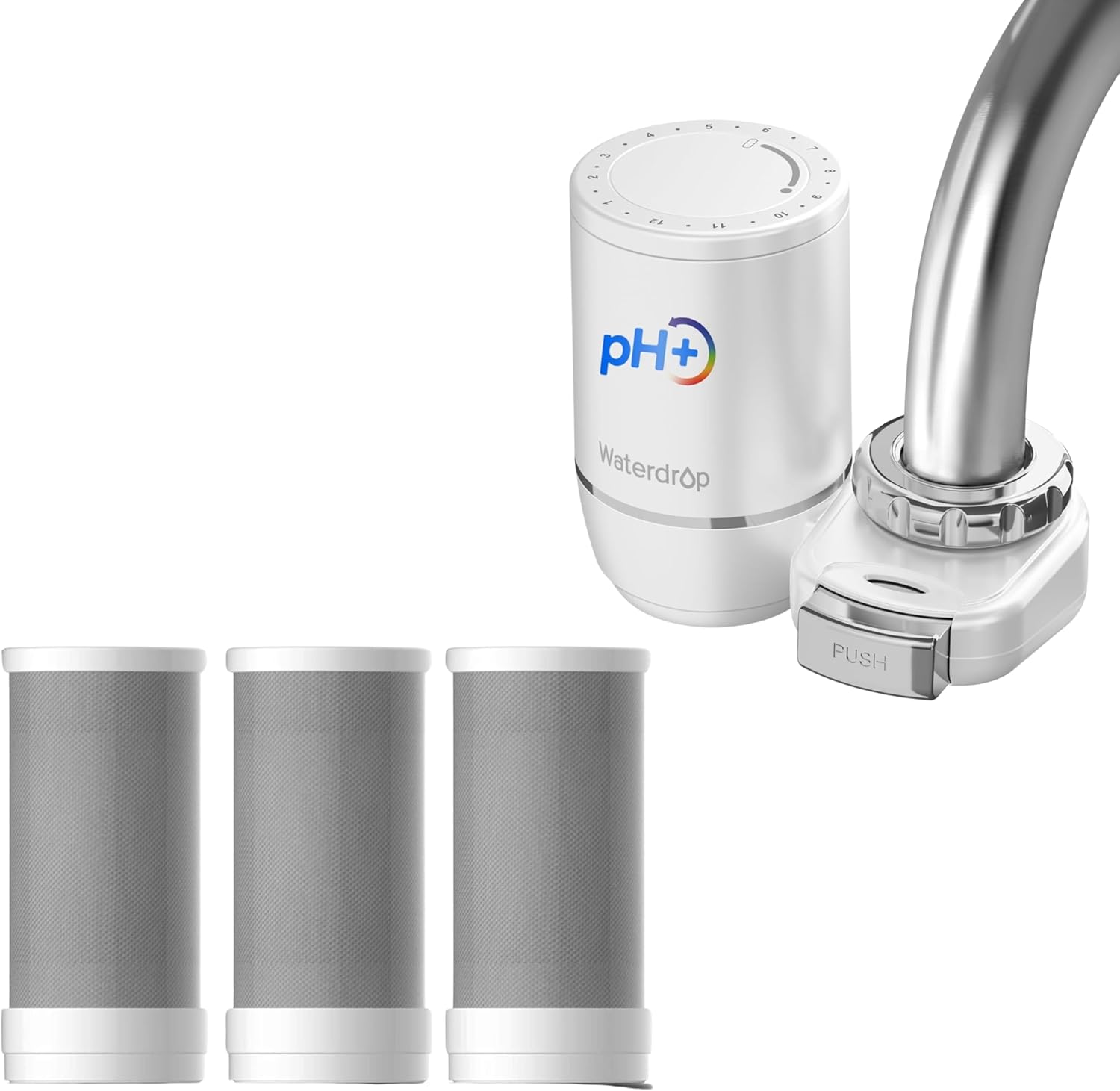 [Alkaline] Waterdrop Water Filter for Sink Faucet, Filter Life Reminder, 320 Gallon Tap Water Filter for Kitchen Sink, Replacement Filter, Faucet Water Filter, Reduces Chlorine, Taste and Odor(3 Pack)