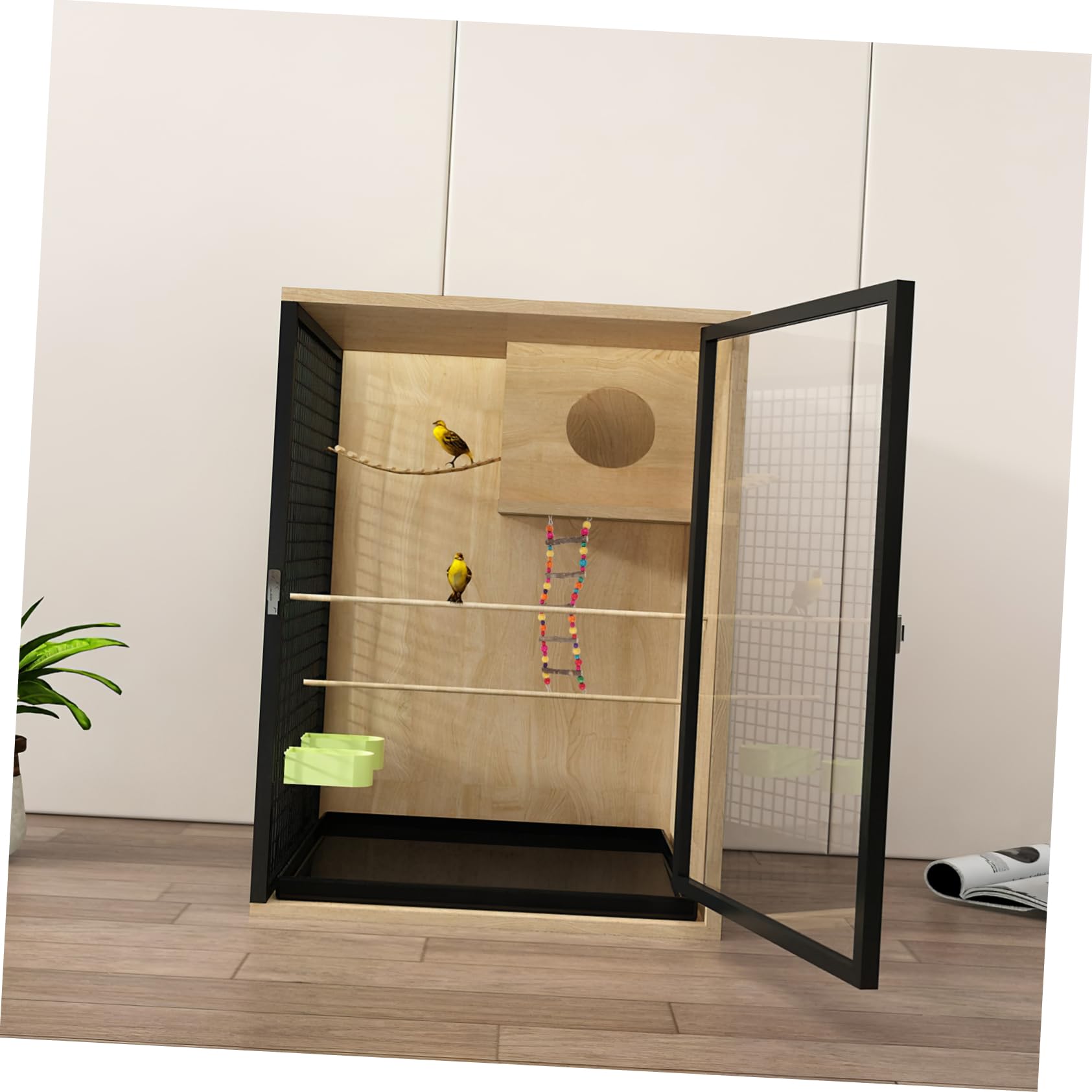 Sosoport Parrot Ladder Toy for Cockatiel Conure Parakeet Wooden Bird Cage Accessory Colorful Climbing Ladder for Pet Birds