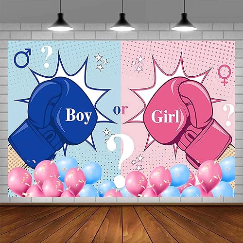 Fondo de boxeo, vinilo de 5 x 3 pies, tema de revelación de género, fondo de fotografía para decoración de fiesta de baby shower BJZYPR206