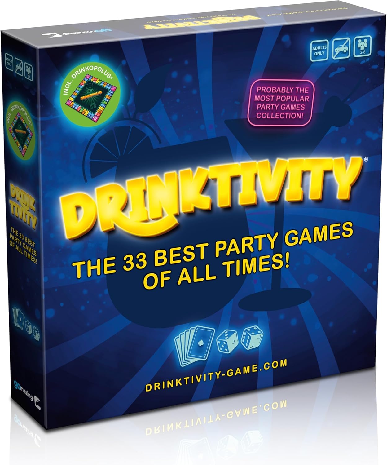 Drinktivity - Lot de 33 jeux à boire pour adultes - Collection de jeux à boire avec cartes, dés et plans de jeu - Parfait pour les fêtes à la maison, les étudiants, les balades, les festivals, les