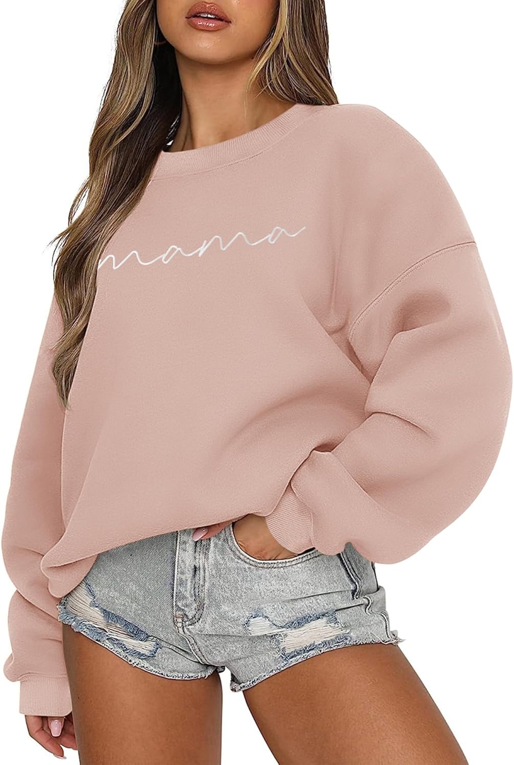 LOMON Crewneck Sweatshirt for Women Casual Oversized Pullover Hoodies Long Sleeve Fleece Tops Sweater