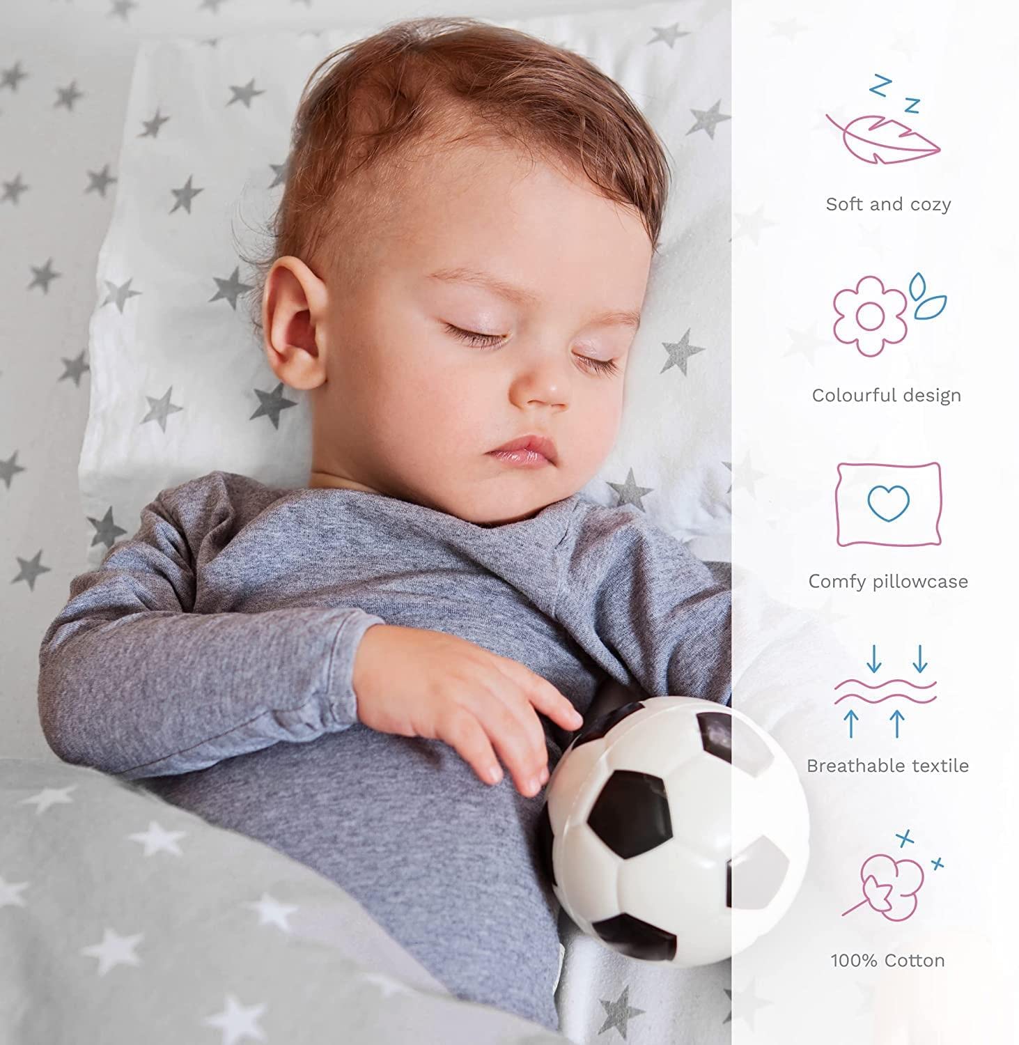 Baby Comfort 4 Piece Toddler Kids Cot Bed Set 120x90 cm Duvet Pillow Duvet Cover Pillowcase 12M+ (It's a Boy) — view 21