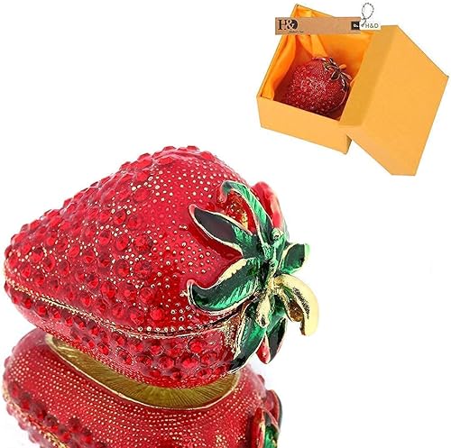 Miniatura 8 de YU FENG Paquete de cajas de baratija de fresa y mariquita, Cristal